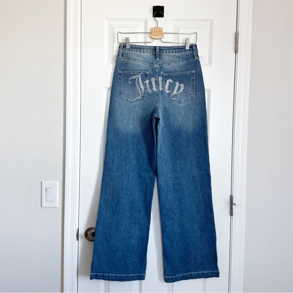 NEW Juicy Couture Lunita Jeans Relaxed Wide Leg Bling Rhinestones Size 5/27 - Picture 4 of 10